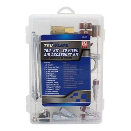 Tru-Flate Tru-Flate Air Tool Accessory Kit Boxed 20 pc TRFL41225